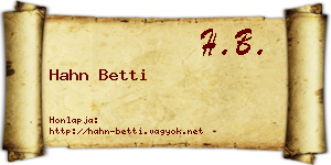 Hahn Betti névjegykártya